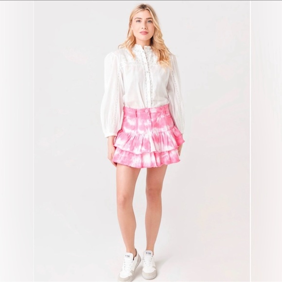 LoveShackFancy Ruffle Mini Skirt - Multi Tie Dye